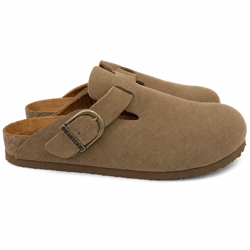 Eastland Gina 3770-55 Women’s Size 11 M Taupe Suede Leather Buckle Clogs Mules